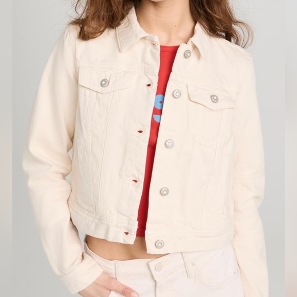 Free People Women's Rumors Denim Jacket Size S ivory - Picture 2 of 13